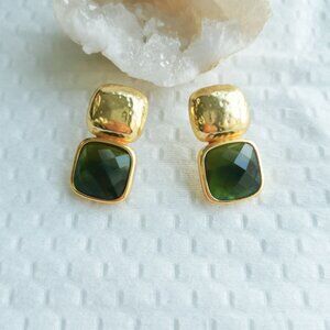 New Gold Julie Vos Catalina Jade Green Earrings